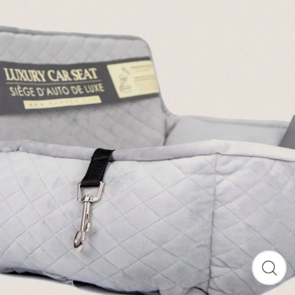 NanDog Dog Car Safety Seat w/ Belt Travel Cushion Bed Nonslip Quilted Gray NWT
